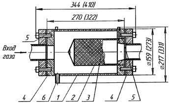 Фильтр газовый прямоточный ФГП (сетчатый ФГС) схема